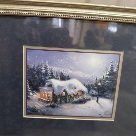 Thomas Kinkade Accent Silent Night 1999 Collectors Series COA 2000 Framed 9.5x11 - Picture 2 of 10